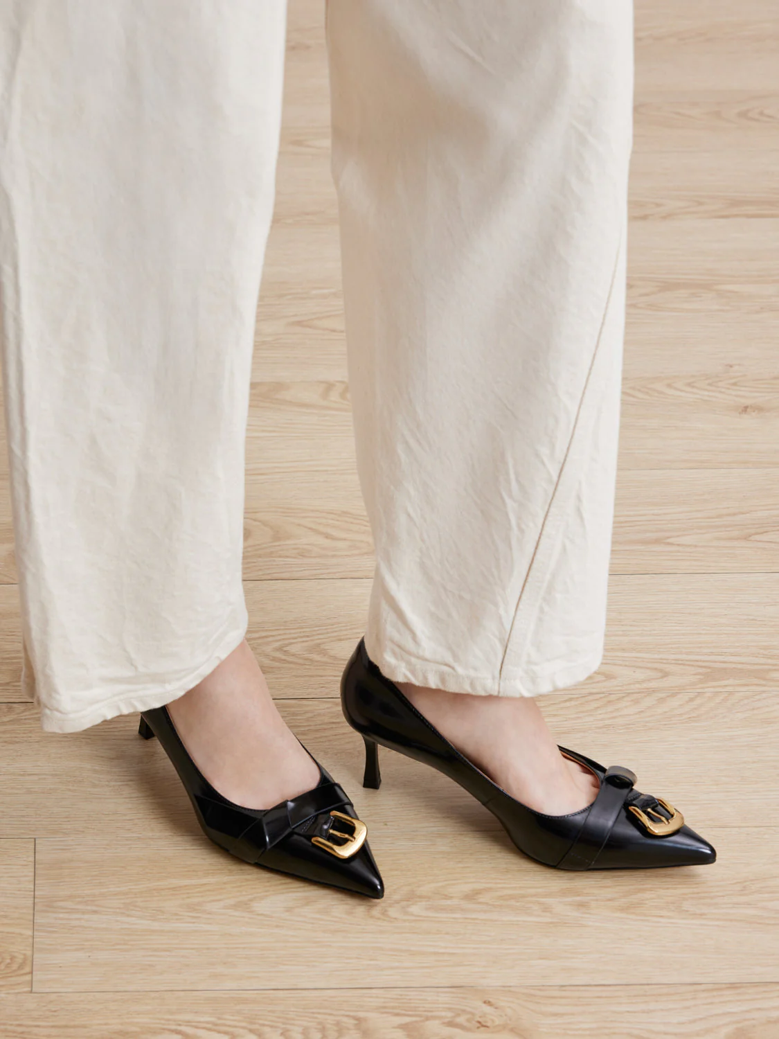 Luca Buckle-Accent Pointed Toe Heels - Image 9