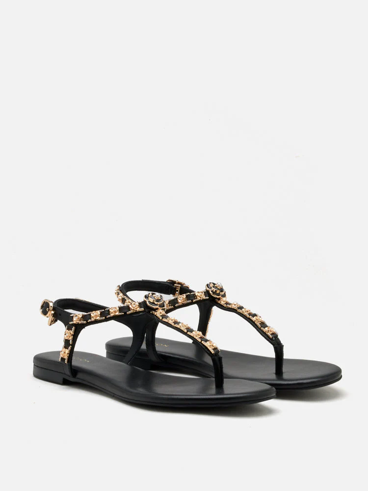 Camelia Embellished T-bar Sandals - Image 3