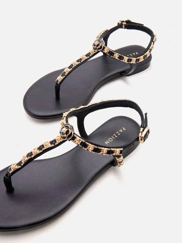 Camelia Embellished T-bar Sandals - Image 4