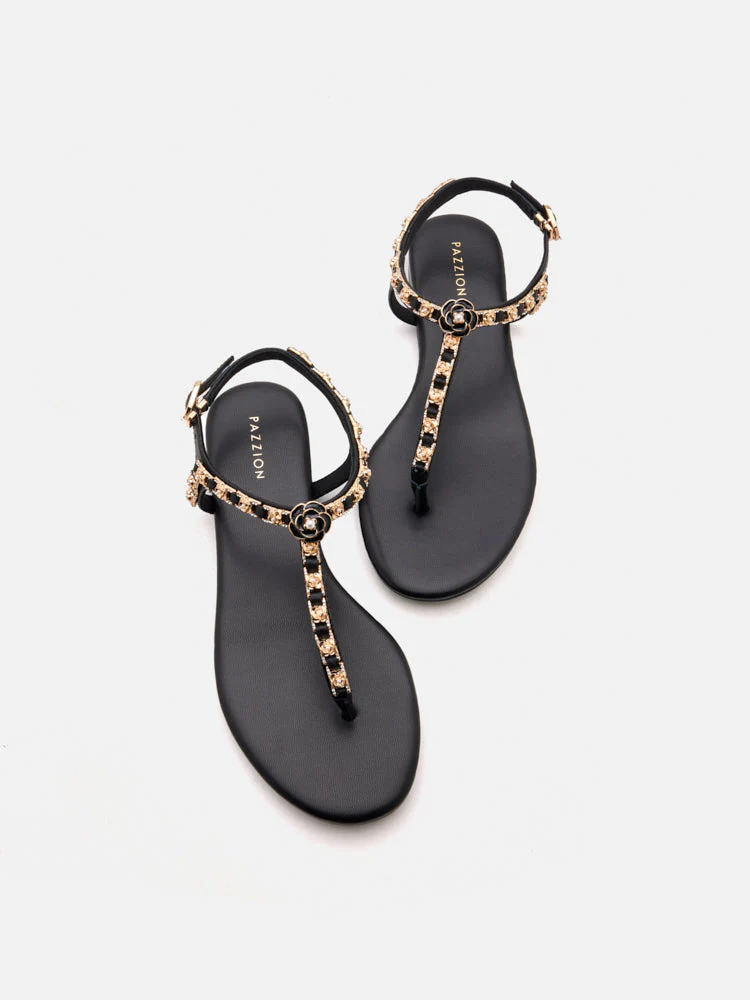 Camelia Embellished T-bar Sandals - Image 6