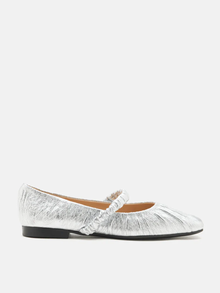 Vivianne Metallic Ruched Strap Flats - Image 8