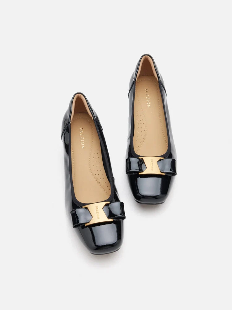Jenn Metallic Bow Low Block Heels - Image 16