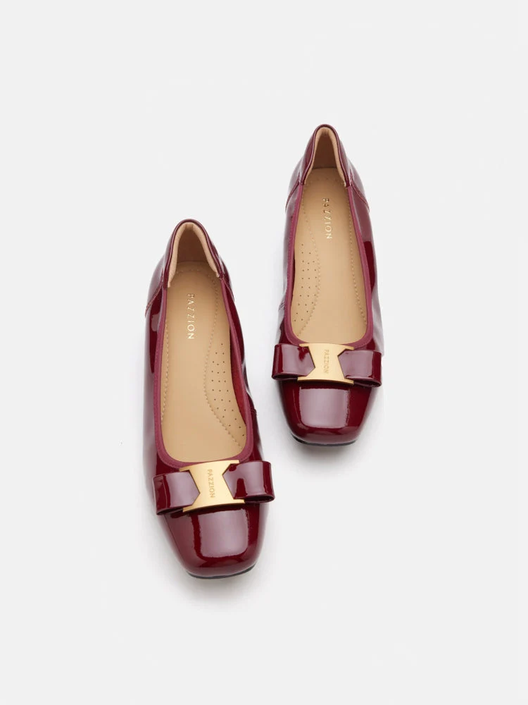 Jenn Metallic Bow Low Block Heels - Image 4