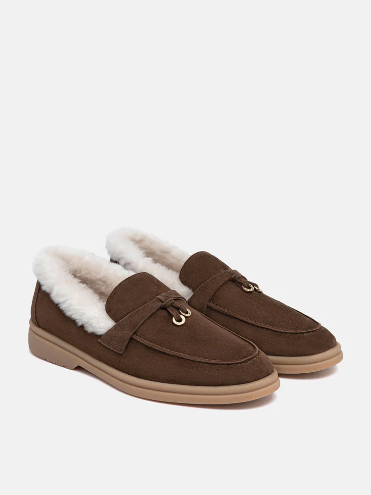 Phemia Knot Detail Wool-Lined Suede Loafers - Image 10