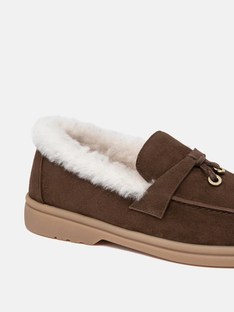 Phemia Knot Detail Wool-Lined Suede Loafers - Image 11