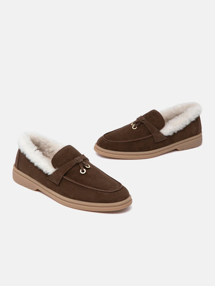 Phemia Knot Detail Wool-Lined Suede Loafers - Image 12