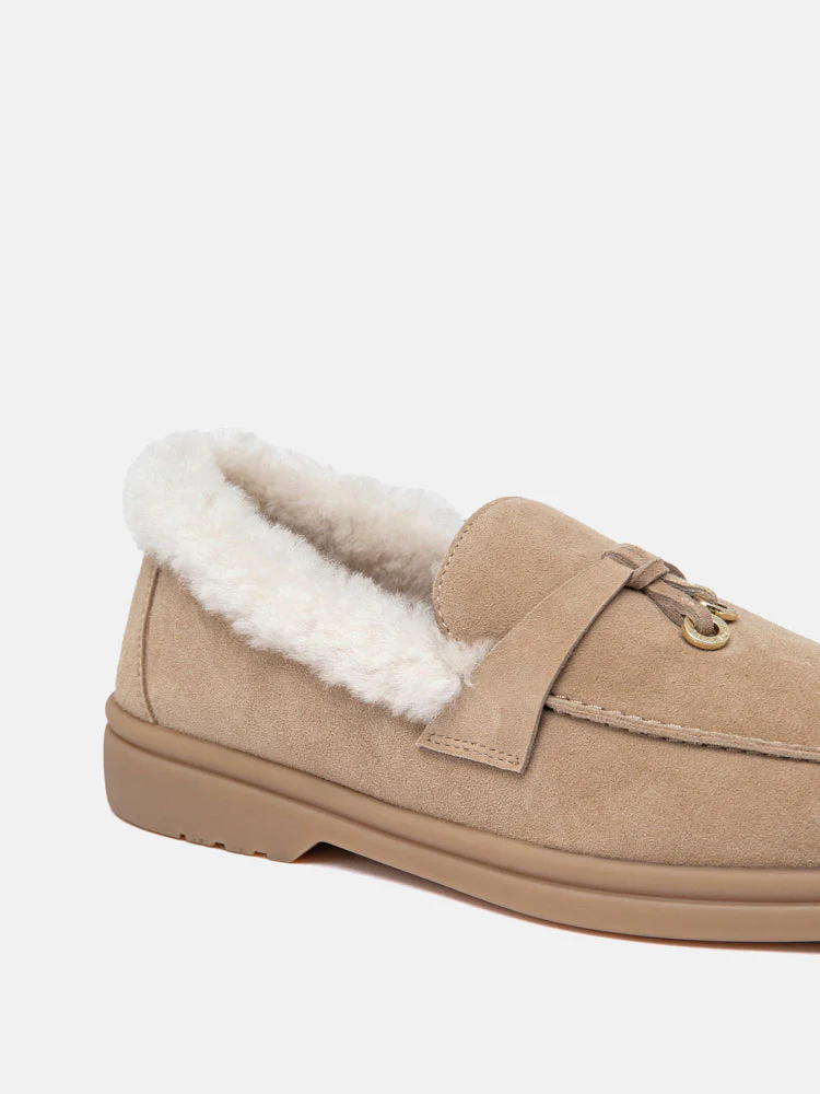 Phemia Knot Detail Wool-Lined Suede Loafers - Image 4