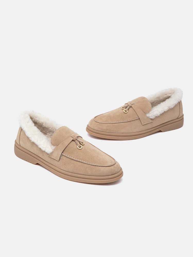 Phemia Knot Detail Wool-Lined Suede Loafers - Image 6