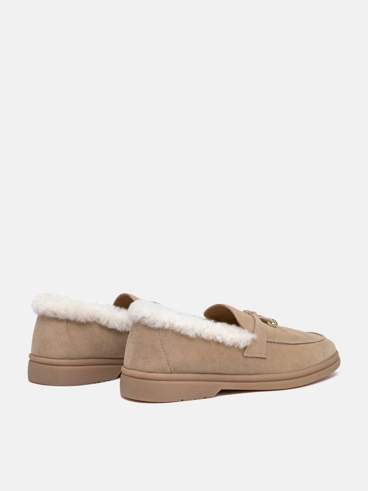 Phemia Knot Detail Wool-Lined Suede Loafers - Image 8