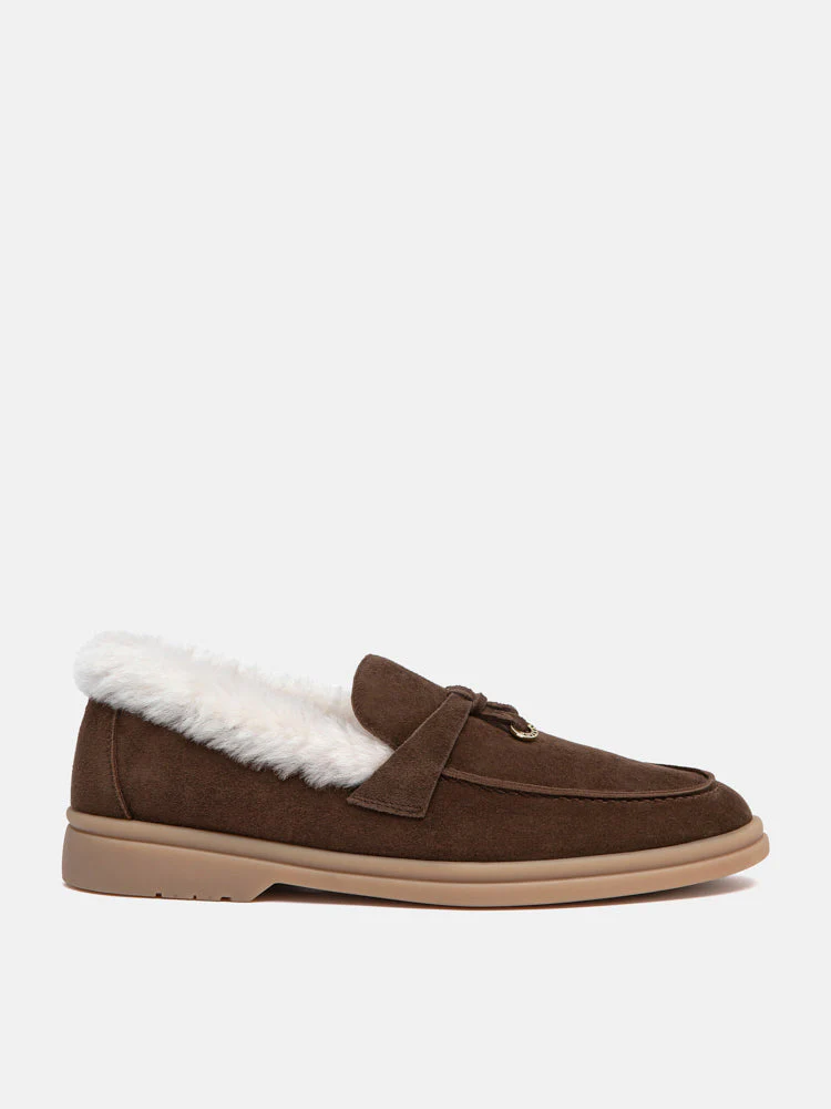 Phemia Knot Detail Wool-Lined Suede Loafers - Image 9