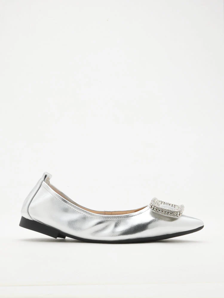 Maddox Crystal Buckle Pointed Toe Foldable Flats - Image 8