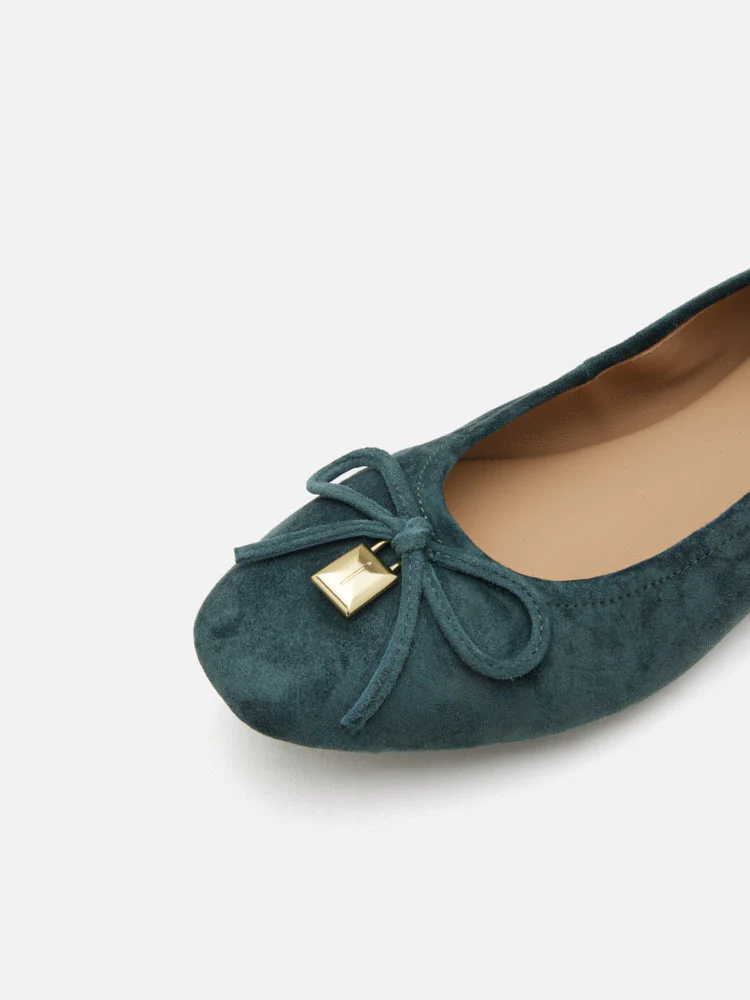 Daria Accented Suede Bow Flats - Image 11