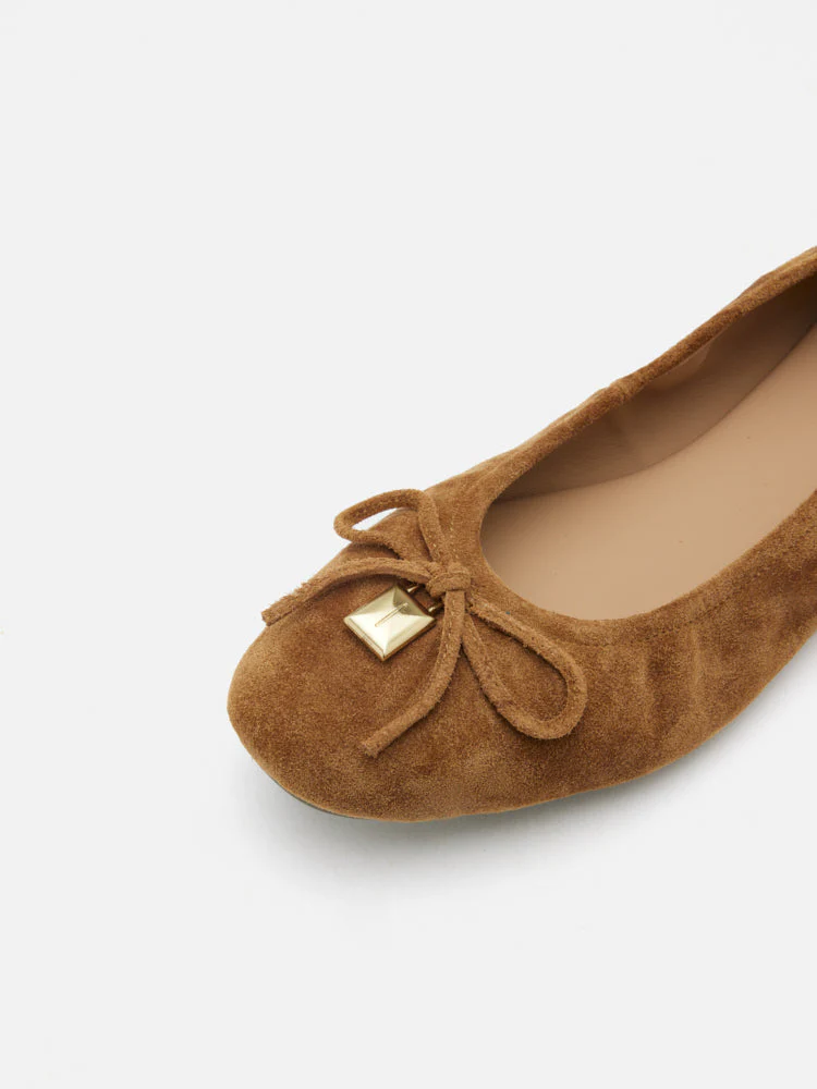 Daria Accented Suede Bow Flats - Image 4