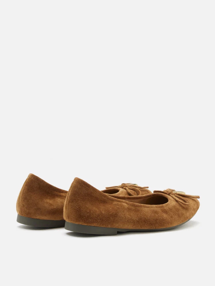 Daria Accented Suede Bow Flats - Image 7