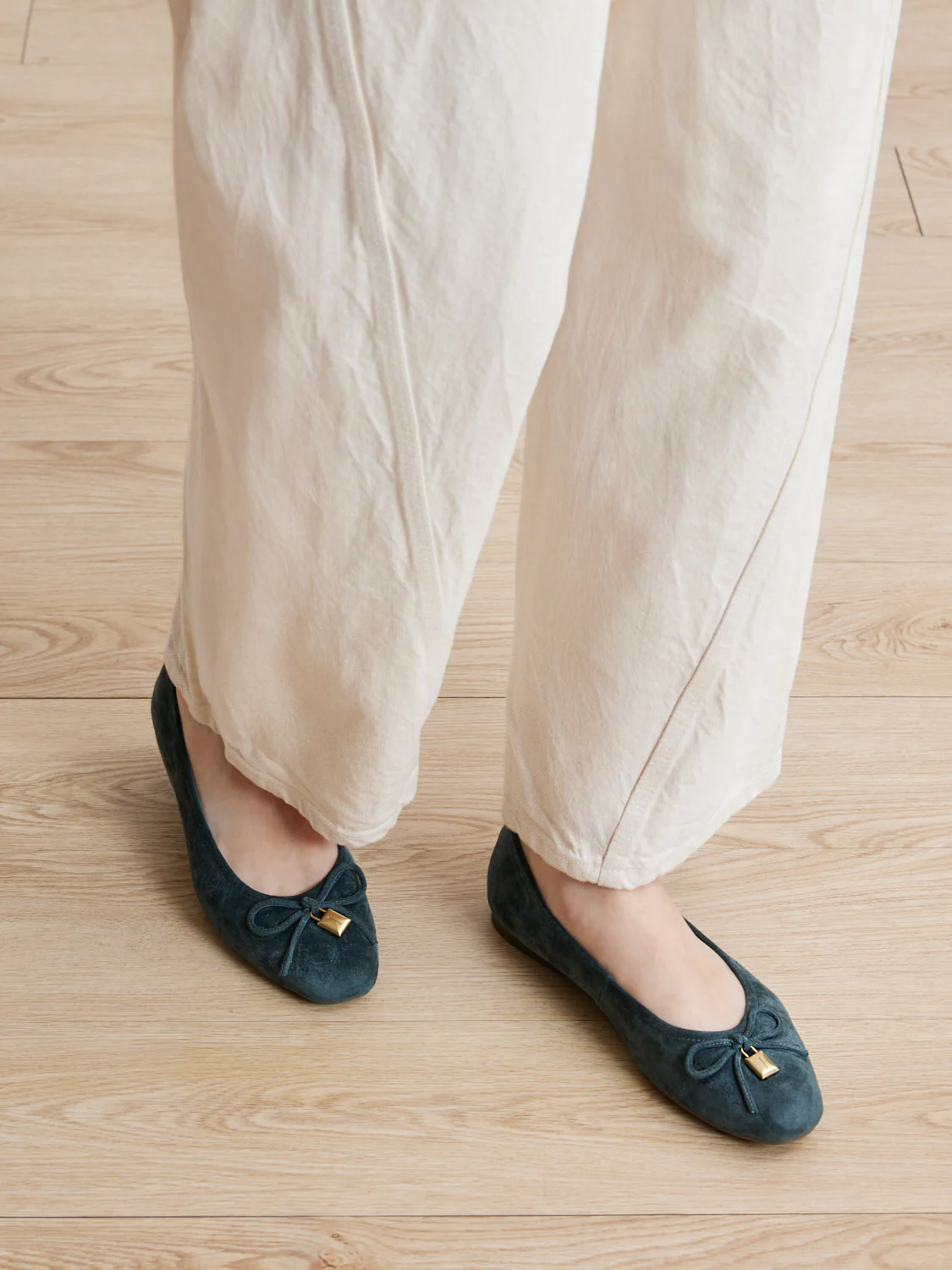 Daria Accented Suede Bow Flats - Image 9