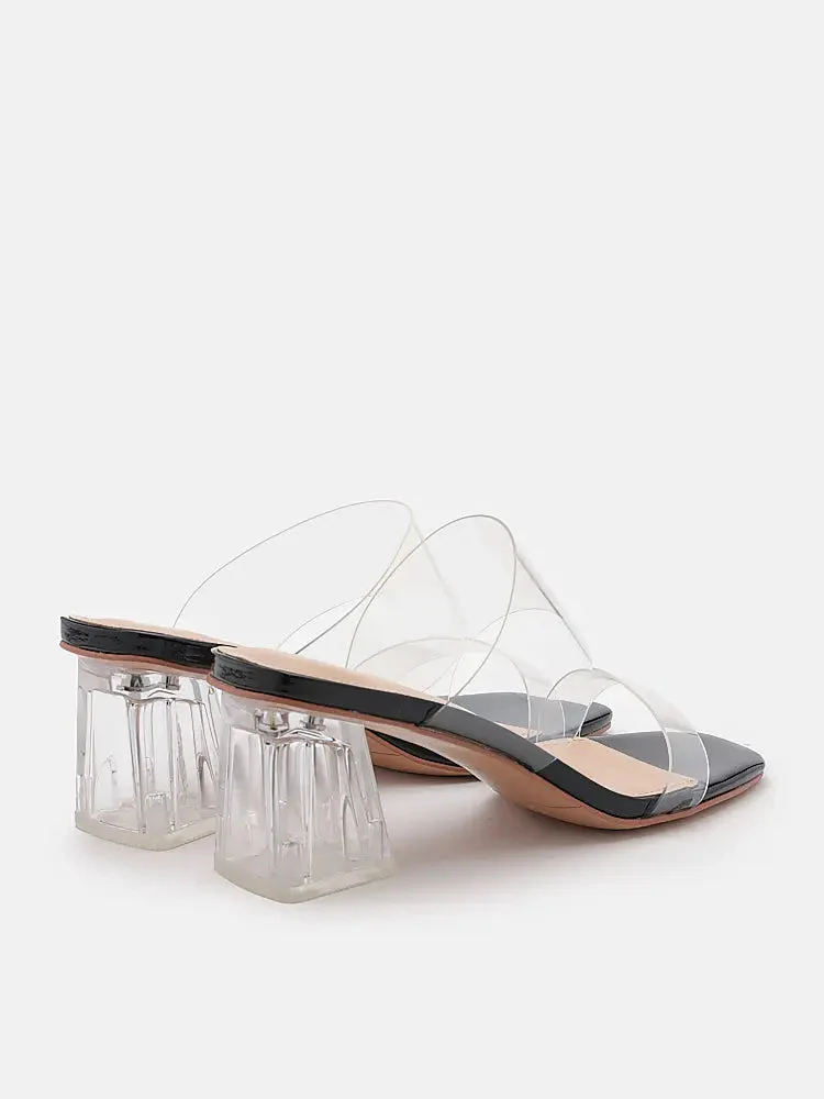 Alexandra Neutral Clear Strap Heels - Image 10