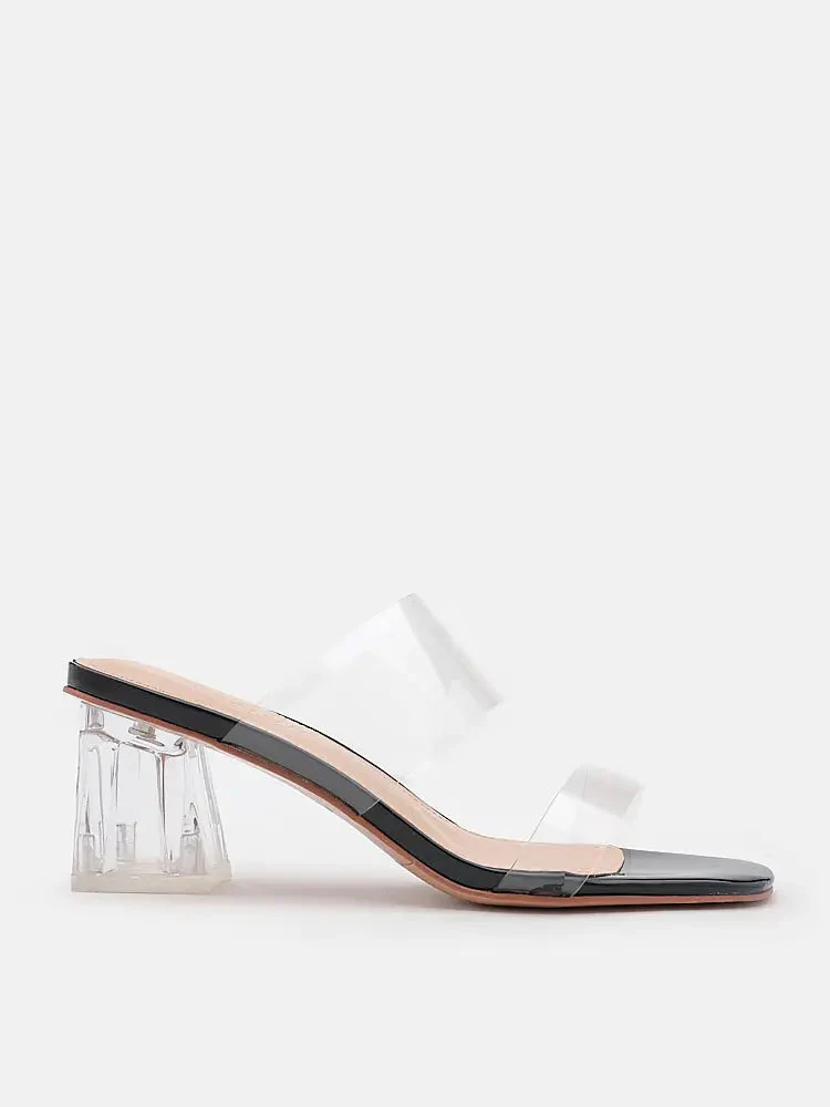 Alexandra Neutral Clear Strap Heels - Image 7