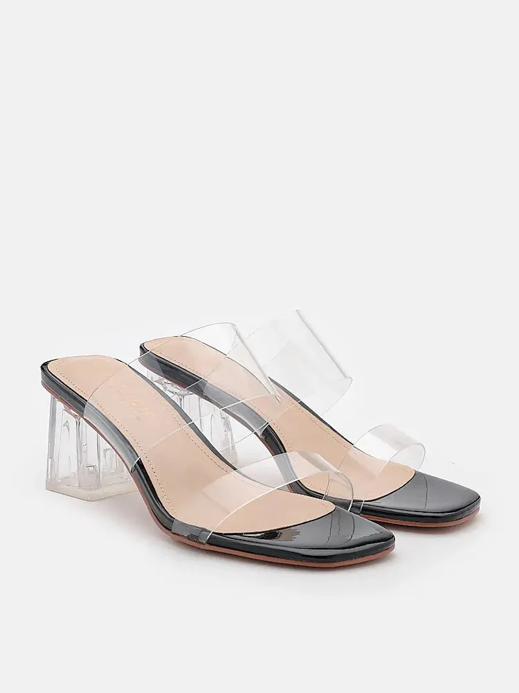 Alexandra Neutral Clear Strap Heels - Image 8
