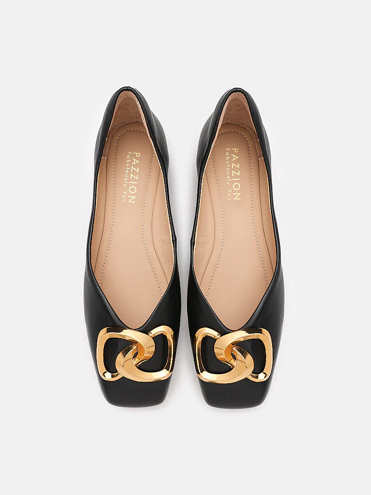 Kaori Gold Buckle Covered Flats - Image 11