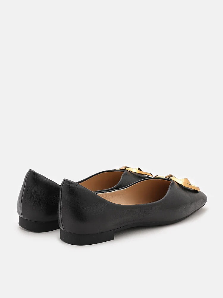 Kaori Gold Buckle Covered Flats - Image 12