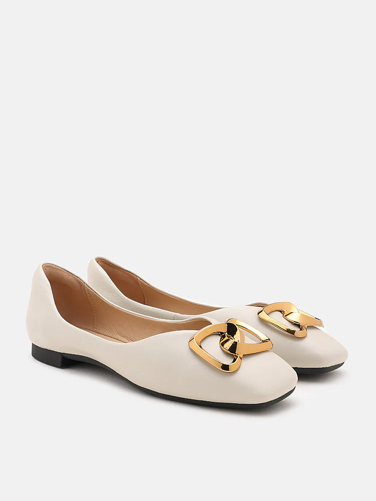 Kaori Gold Buckle Covered Flats - Image 3
