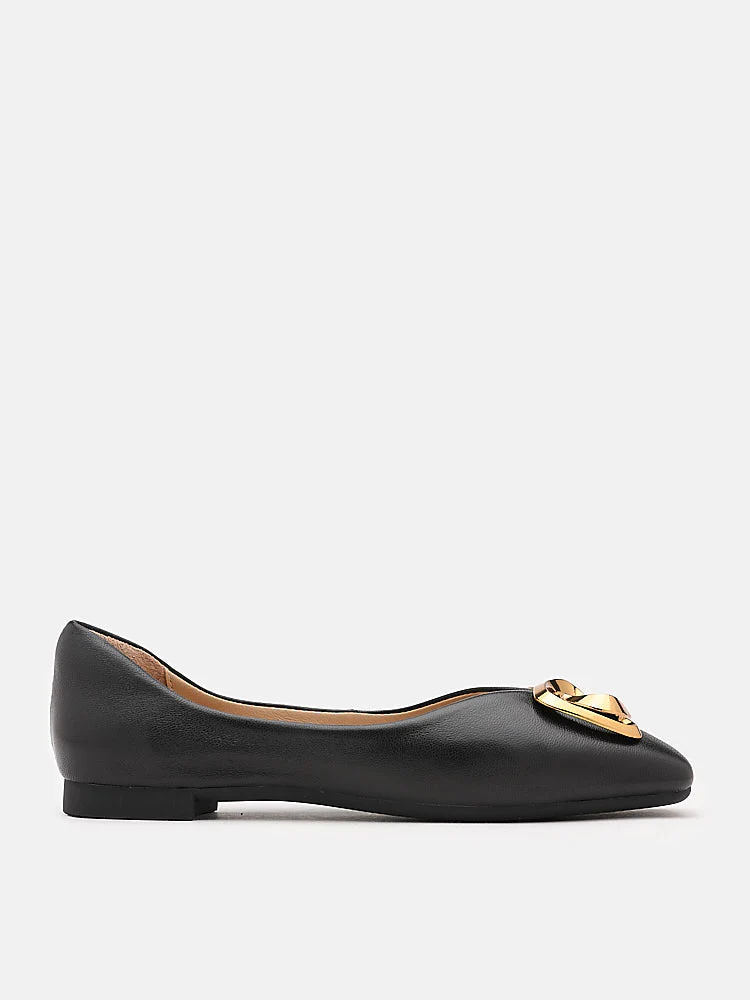 Kaori Gold Buckle Covered Flats - Image 7
