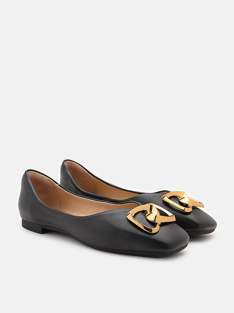 Kaori Gold Buckle Covered Flats - Image 9