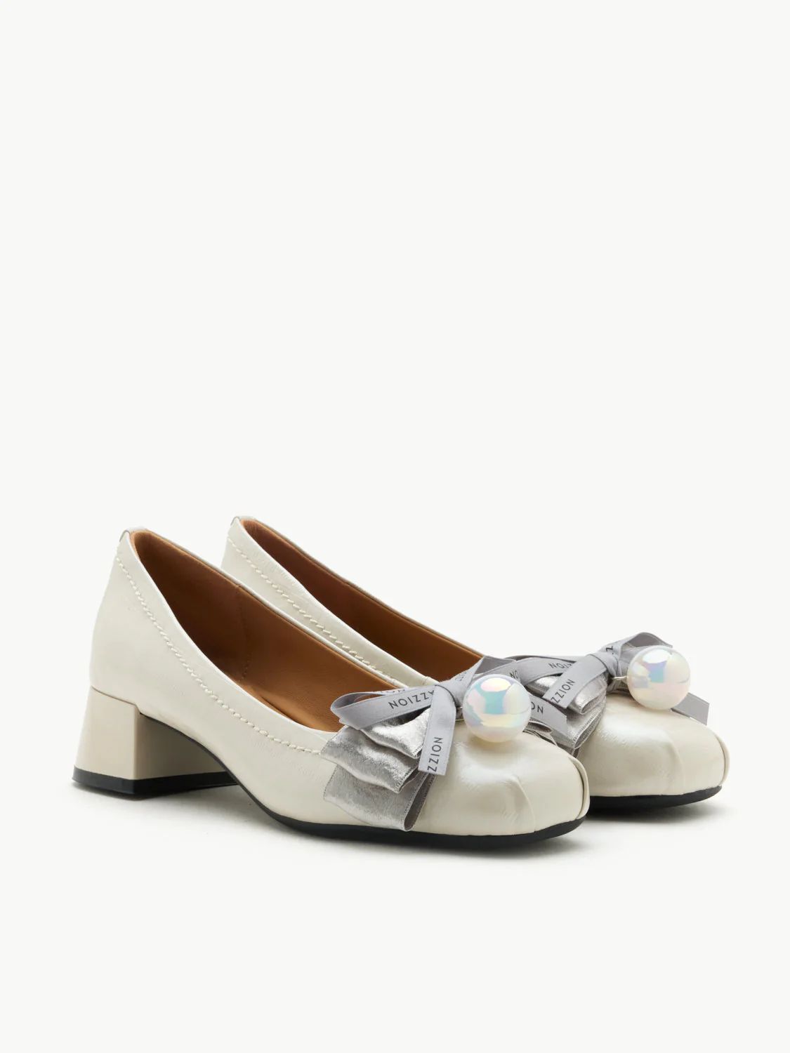 Florianna Ribbon and Pearl Low Block Heels - Image 3