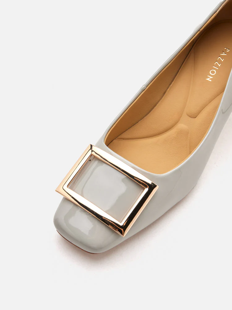 Yvette Buckle Square-Toe Pump Heels - Image 10