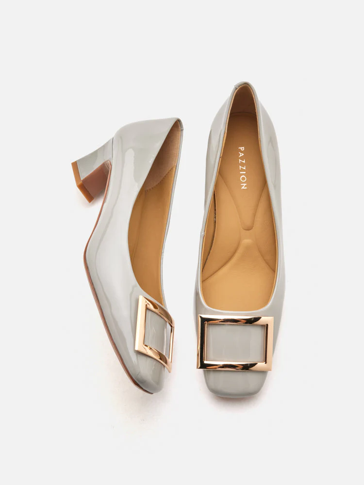 Yvette Buckle Square-Toe Pump Heels - Image 11
