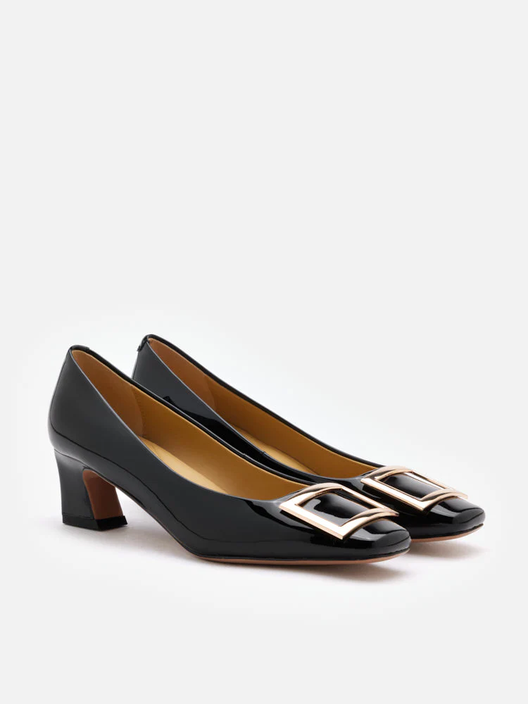 Yvette Buckle Square-Toe Pump Heels - Image 17