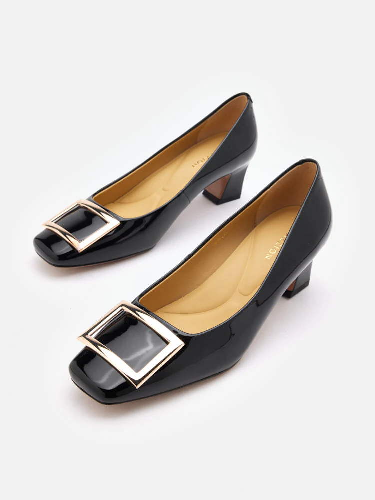 Yvette Buckle Square-Toe Pump Heels - Image 18