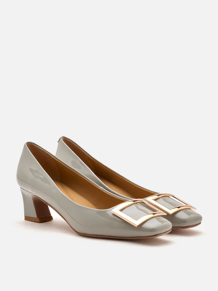 Yvette Buckle Square-Toe Pump Heels - Image 9